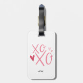 Roze "XOXO" harten Gelukkige Valentijnsdag Bagagelabel (Achterkant verticaal)