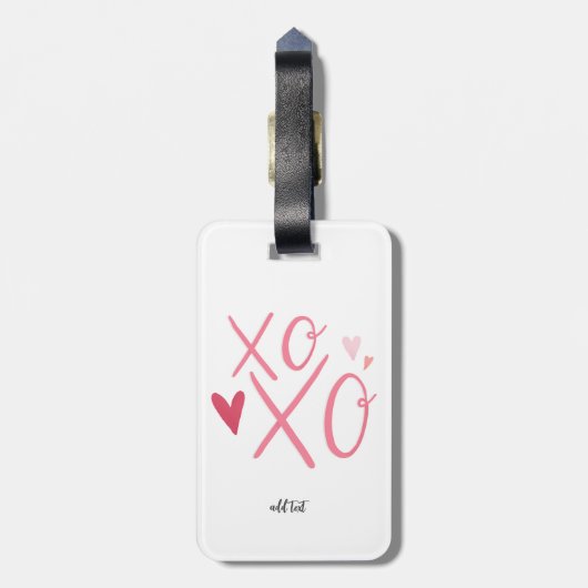 Roze "XOXO" harten Gelukkige Valentijnsdag Bagagelabel (Achterkant verticaal)