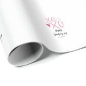 Roze "XOXO" harten Gelukkige Valentijnsdag Cadeaupapier (Rol Hoek)