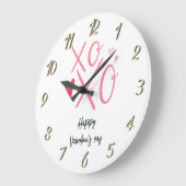 Roze "XOXO" harten Gelukkige Valentijnsdag Grote Klok (Hoek)