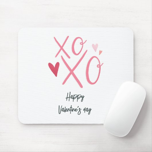 Roze "XOXO" harten Gelukkige Valentijnsdag Muismat (Met muis)