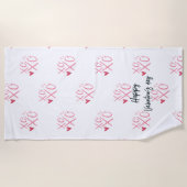 Roze "XOXO" harten Gelukkige Valentijnsdag Strandlaken (Voorkant)