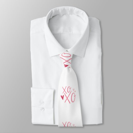 Roze "XOXO" harten Gelukkige Valentijnsdag Stropdas (Gebonden)