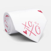 Roze "XOXO" harten Gelukkige Valentijnsdag Stropdas (Opgerold)