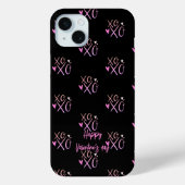 Roze "XOXO" Harten Happy Valentijnsdag Zwart Case-Mate iPhone Case (Achterkant)