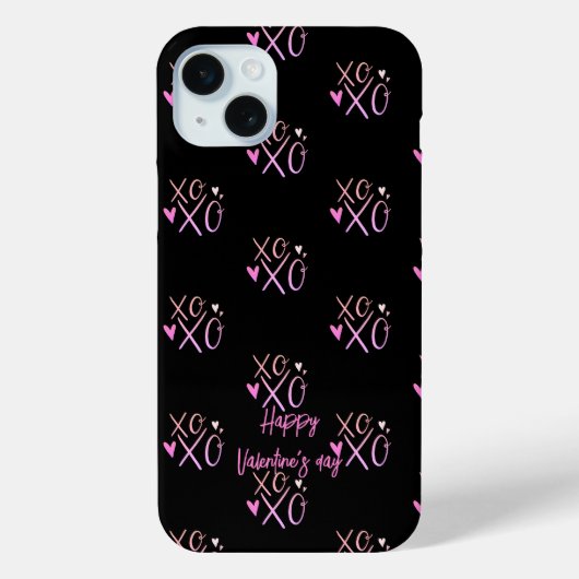 Roze "XOXO" Harten Happy Valentijnsdag Zwart Case-Mate iPhone Case (Achterkant)