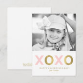 Roze XOXO Kinder klaslokaal Foto Valentijns Kaart (Voorkant / Achterkant)