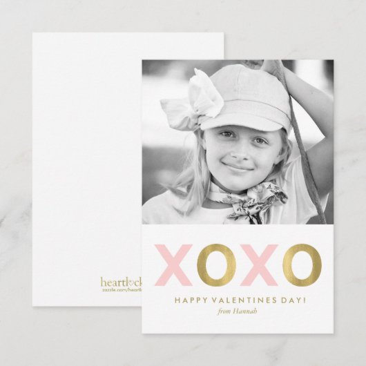 Roze XOXO Kinder klaslokaal Foto Valentijns Kaart (Voorkant / Achterkant)