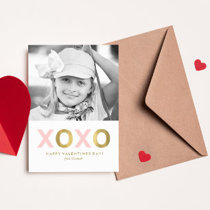 Roze XOXO Kinder Klaslokaal Foto Valentijnse Notitiekaartje