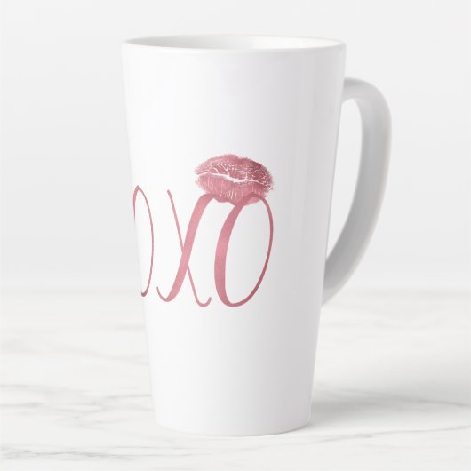 Roze XOXO Kusjes Latte Mok (Rechterhoek)