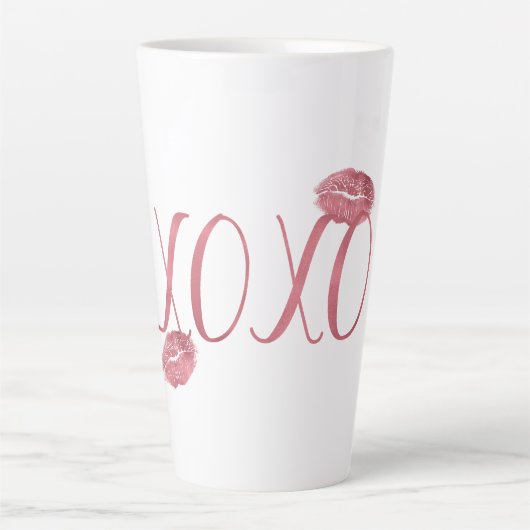 Roze XOXO Kusjes Latte Mok (Voorkant)