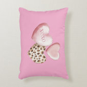 Roze XOXO Leopard Print Hearts Accent Kussen (Voorkant(Verticaal))