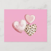 Roze XOXO Leopard Print Hearts Briefkaart (Voorkant)