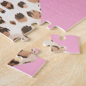 Roze XOXO Leopard Print Hearts Legpuzzel (Zijkant)
