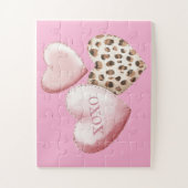 Roze XOXO Leopard Print Hearts Legpuzzel (Verticaal)