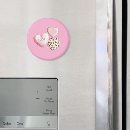 Roze XOXO Leopard Print Hearts Magneet (Insitu (Koelkast))