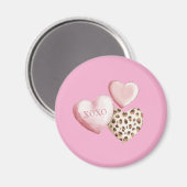 Roze XOXO Leopard Print Hearts Magneet (Voorkant / Achterkant)