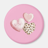 Roze XOXO Leopard Print Hearts Magneet (Voorkant)