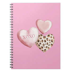 Roze XOXO Leopard Print Hearts Notitieboek