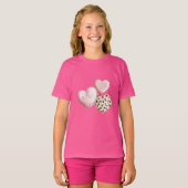 Roze XOXO Leopard Print Hearts T-shirt (Voorkant volledig)