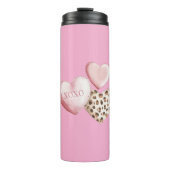 Roze XOXO Leopard Print Hearts Thermosbeker (Voorkant)