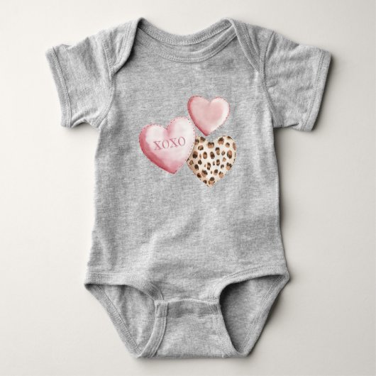 Roze XOXO Luipaardprint Harten Romper (Voorkant)