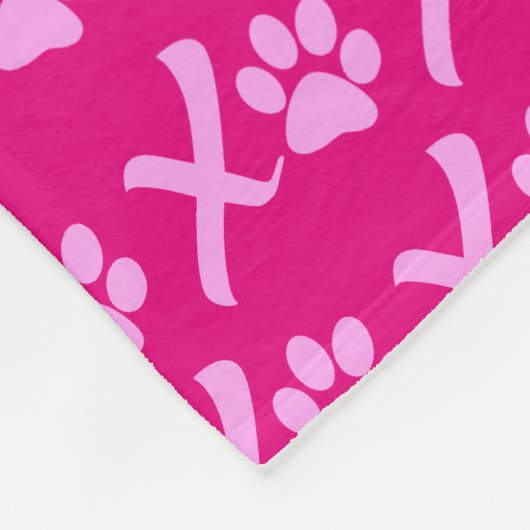 Roze XOXO Paw Print Blanket geweldig voor honden Fleece Deken (Hoek)