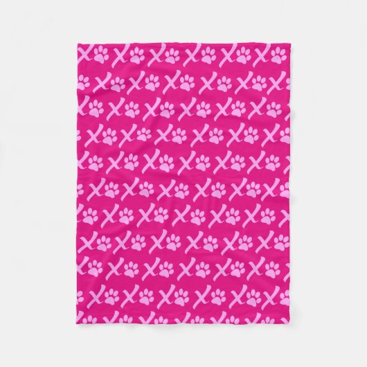 Roze XOXO Paw Print Blanket geweldig voor honden Fleece Deken (Voorkant)
