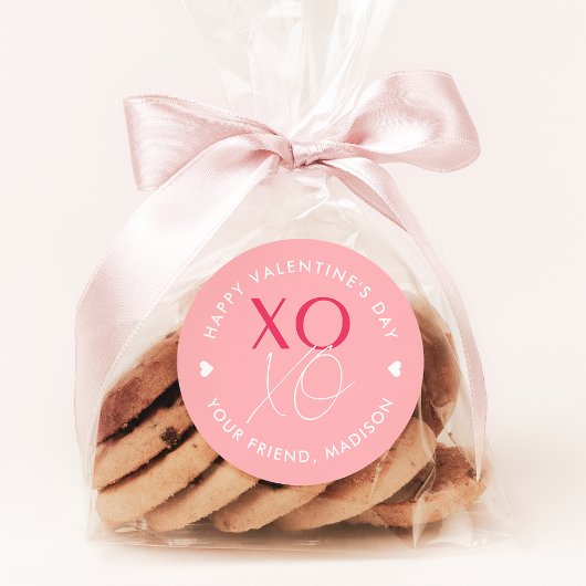Roze XOXO persoonlijke Valentijnsdag Ronde Sticker