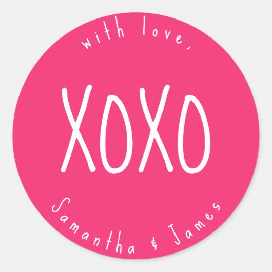 Roze XOXO Romantic op maat Ronde Sticker (Voorkant)