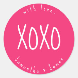 Roze XOXO Romantic op maat Ronde Sticker