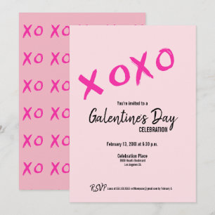 Roze XOXO Schattige Galentine's Day Feestje Kaart