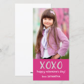 Roze XOXO Valentijn Fotokaart Feestdagenkaart (Voorkant / Achterkant)