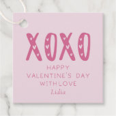 Roze XOXO, Valentijnsdag Bedankjes Labels (Voorkant)