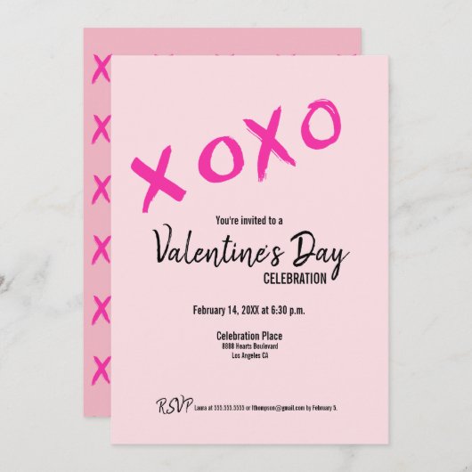 Roze Xoxo-Valentijnsdag bewerkbaar (Voorkant / Achterkant)