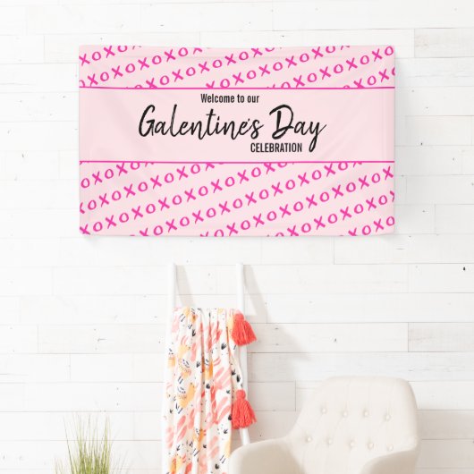 Roze XOXO Welkom Galentine Dag Spandoek (Insitu)