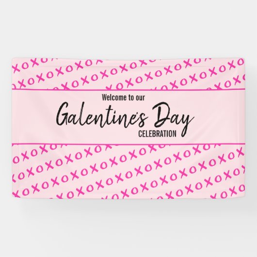 Roze XOXO Welkom Galentine Dag Spandoek (Horizontaal)