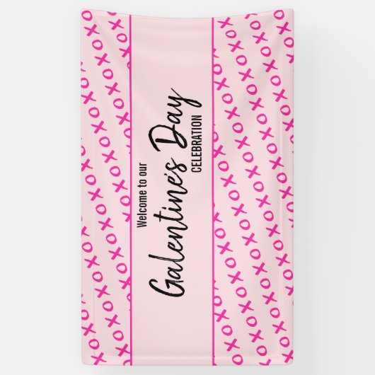 Roze XOXO Welkom Galentine Dag Spandoek (Verticaal)