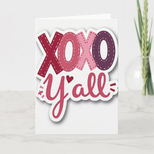 Roze Xoxo Yall Valentijnkaart Kaart