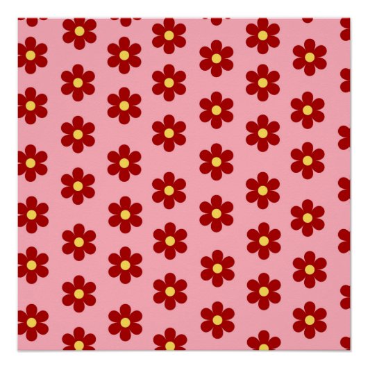 Roze Y2K Bold Wildflower Levendige Spring Art Perfect Poster (Voorkant)