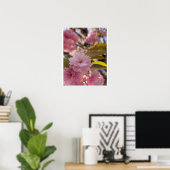 Roze Yaezakura Bloesem Poster (Thuiskantoor)
