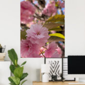 Roze Yaezakura Bloesem Poster (Thuiskantoor)