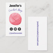 Roze Yarn Waterverf Crochet Knit Visitekaartje (Voorkant / Achterkant)