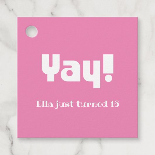 Roze yay bedankjes labels (Voorkant)