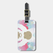 roze yeti bagagelabel (Voorkant verticaal)