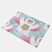 roze yeti doormat deurmat (Schuin)