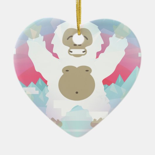roze yeti keramisch ornament (Voorkant)