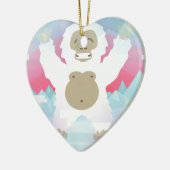 roze yeti keramisch ornament (Links)