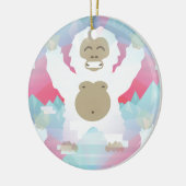 roze yeti keramisch ornament (Links)