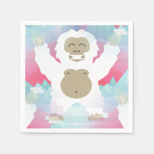 roze yeti papieren servetten